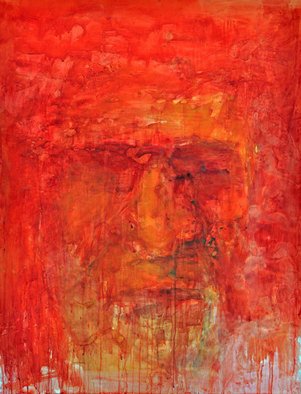 Boudewijn Korsmit: 'Red monochrome', 2010 Watercolor, Portrait. 
