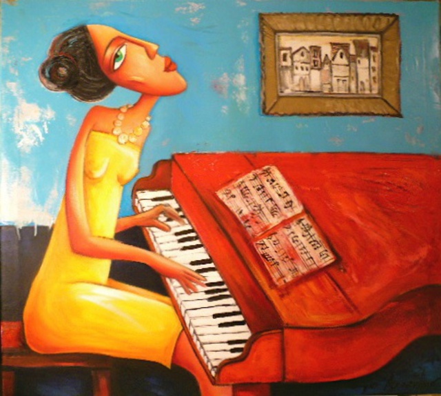 Artist Boyko Asparuhov. 'The Piano' Artwork Image, Created in 2010, Original Painting Oil. #art #artist