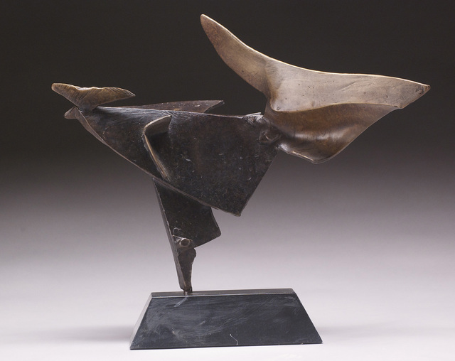 Artist Robert Pulley. 'Dancer And Bird' Artwork Image, Created in 2008, Original Sculpture Bronze. #art #artist