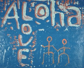 Robert Gann: 'aloha love 6', 2020 Other Printmaking, Ethnic. inspired by the culture of Hawaii. Acrylic Mud Print...
