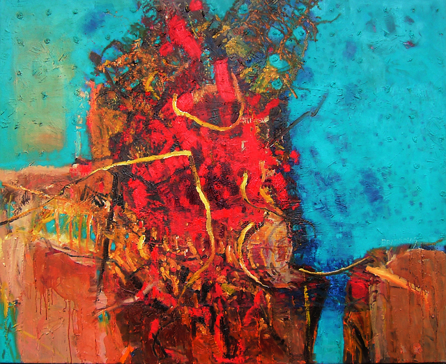 Artist Arturas Braziunas. 'Cycle Island Red' Artwork Image, Created in 2013, Original Painting Oil. #art #artist