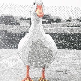 Breanna Broadie: 'mcdonalds duck', 2018 Calligraphy, Animals. Artist Description: Created with the words from the nursery rhyme aEURoeOld McDonald Had a FarmaEURPart of the McDonald Collection. ...