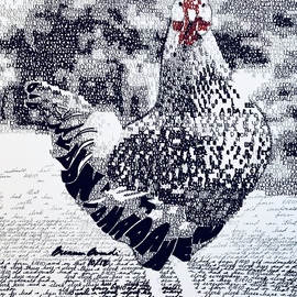 Breanna Broadie: 'mcdonalds hen', 2018 Calligraphy, Animals. Artist Description: Created with the words from the nursery rhyme aEURoeOld McDonald Had a FarmaEURPart of the McDonald Collection ...