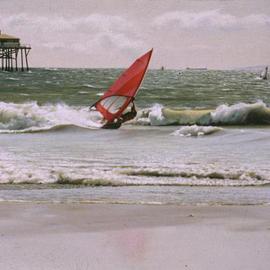 Winter Gale with Windsurfer By Roderick Briggs