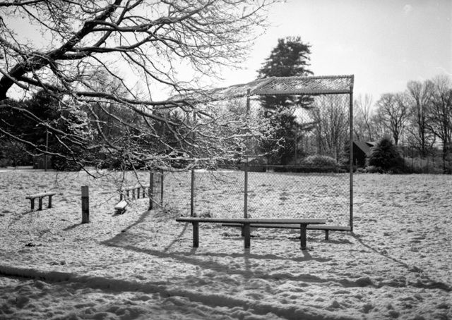 Artist Bruce Panock. 'Winter Baseball Field 2009' Artwork Image, Created in 2010, Original Photography Black and White. #art #artist