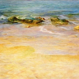 Bukhina Maya: 'Comfort', 2000 Oil Painting, Seascape. Artist Description:  Sunny. The sea breathes a little.  A sand shines. . .Work sold and is in private collections. ...