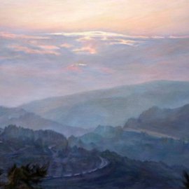Bukhina Maya: ' Evening in the mountains', 2008 Oil Painting, Mountains. Artist Description:   Sunset, and so well. . .Work sold and is in private collections.  ...
