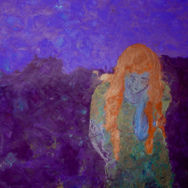 Bridget Busutil: 'Mermaid2', 2006 Encaustic Painting, Abstract Figurative. Artist Description:  Encaustic on wood.Follow leavingThis Mermaid reflects her sadness of leaving.  She is bent under the weight of the suffering, , , , ...