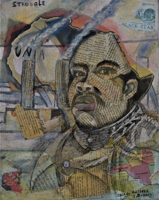 Delroy Russell: 'garvey', 2020 Collage, Famous People. Garvey, extraordinary and unusual individual, so I decided to use an unconventional medium, such as collage. elements of his ideas and philosophy were suggested in the work. image of Africa is also depicted along with other symbols of interest. ...