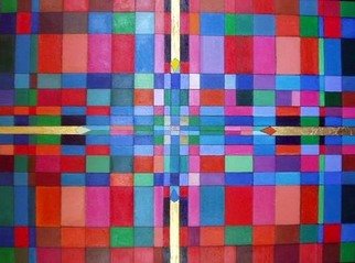Carole Wilson: 'Broken Arrows', 2000 Oil Painting, Geometric. oil and composition metal leaf...