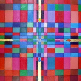 Carole Wilson: 'Broken Arrows', 2000 Oil Painting, Geometric. Artist Description: oil and composition metal leaf...