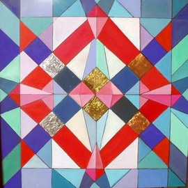 Carole Wilson: 'Diamond Vehicle', 1999 Oil Painting, Geometric. 