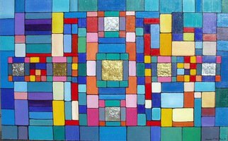 Carole Wilson: 'Musical Score', 1998 Oil Painting, Geometric.  Oil with composition metal leaf ...
