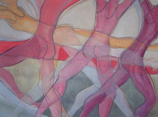 Caron Sloan Zuger: 'Dancers 22', 2001 Watercolor, Figurative. Abstraction of dancers in motion in choreographed interaction. ...