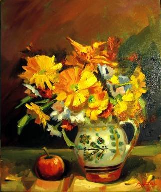 Artist: Calin Bogatean - Title: Yellow flowers - Medium: Oil Painting - Year: 2011