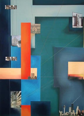 Christian Culver: 'Divergent Paths 5', 2003 Pastel, Abstract. Pastel with architectural photographs....
