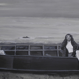 Craig Cantrell: 'Grandma at the Beach', 2009 Acrylic Painting, Boating. Artist Description: original oil painting $300. 00Canvas Print $150. 00Photo Print size 18 x 24 $50. 00 Black and White, Women, art, Painting, lake, ship, boat, fishing   ...