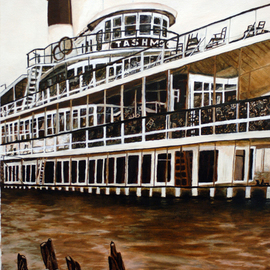Craig Cantrell: 'Tashmoo', 2008 Oil Painting, Boating. Artist Description:  Tashmoo, Steam ship, sepia, Boat, painting, artPrints only ...