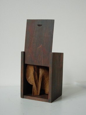 Cecile Tissot: 'Petit support ', 2009 Wood Sculpture, undecided.  Carved oak in small box ...