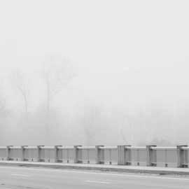 Celeste Mccullough: 'The Bridge', 2014 Black and White Photograph, Landscape. Artist Description:  Foggy street scene of bridge over the Congaree River.   ...