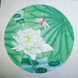 Jinxian Zhao : 'Green lotus ', 2020 Ink Drawing, Birds. Artist Description: Chinese meticulous painting , original artworks...