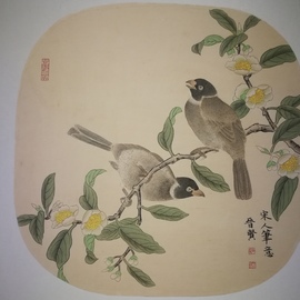 Jinxian Zhao : 'chinese bird painting', 2019 Ink Painting, Birds. Artist Description: This is meticulous painting.  which is one of chinese painting.  key on the brush line. 100handmade...