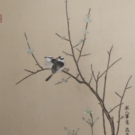Jinxian Zhao : 'chinese traditional painting', 2019 Ink Painting, Birds. Artist Description: This is meticulous painting , belong to the chinese traiditonal painting.  all of artwork will be made by brush.  in reference to song dynasty painting. ...