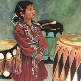 Christine Lytwynczuk: 'Drummer Girl', 1999 Acrylic Painting, Southwestern. Artist Description: Original sold, Giclees available 40x48 $975 and smaller, please contact artist. ...