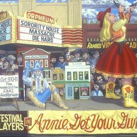 Carol Griffith: 'Parade Series Local Theater', 1996 Oil Painting, Americana. Artist Description: Thise is one painting of 8 paintings that create the parade of the Parade Series, 376