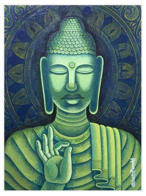 Artist: Chandru Hiremath - Title: buddha-csh01 - Medium: Acrylic Painting - Year: 2012