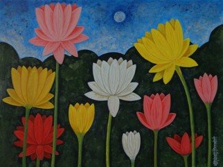 Chandru Hiremath: 'lotuscsh0019', 2016 Acrylic Painting, Floral. Lotus...
