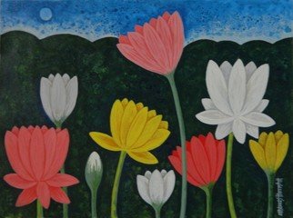 Chandru Hiremath: 'lotuscsh0020', 2016 Acrylic Painting, Floral. Lotus...