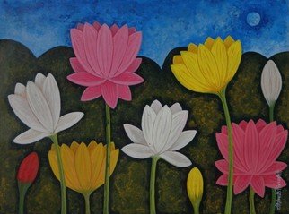 Chandru Hiremath: 'lotuscsh0022', 2016 Acrylic Painting, Floral. Lotus...