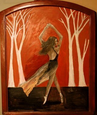 Charles Hanson: 'silk mill dancer', 2017 Oil Painting, Figurative. oil on wood in frame made frame a 100 year old silk mill window frame. ...