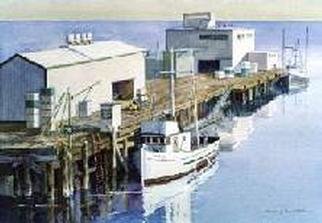 Charles Edmunds: 'Loading Bait at the Fisherie', 2000 Watercolor, Marine. This is a 25x32 professionally framed W/ C, painted by artist Charles of Charleston, who lives in Charleston, Oregon. This painting was in the Coos Art Museum 7th annual Maritime Art exhibit.  ...