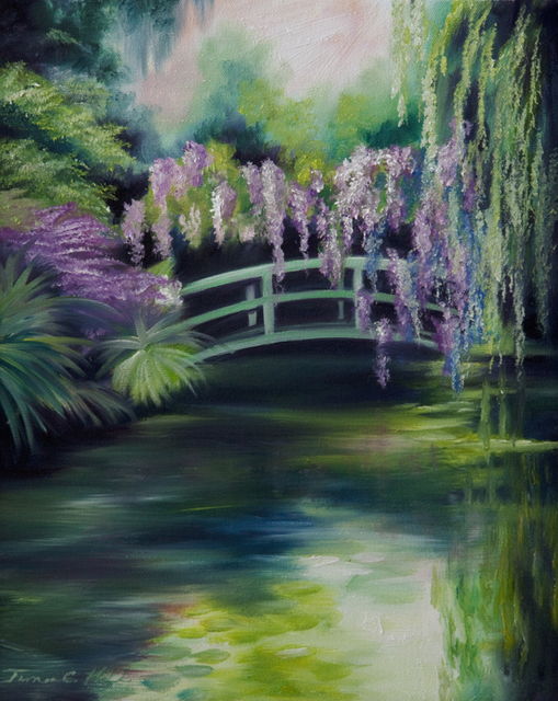 James Hill  'Wysteria Bridge', created in 2009, Original Painting Acrylic.