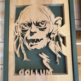 Charlie Tu: 'gollum the lord of the rings', 2022 Wood Sculpture, Portrait. Artist Description: Gollum, one of the colorful characters in the movie the Lord of the Rings.  Made of willow and handmade.  The frame made of willow painted in dark gray. ...