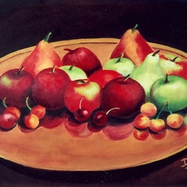Dian Paura Chellis: 'Copper and Fruit', 2011 Oil Painting, nature. Artist Description:  fruit, copper, plate      ...