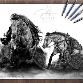 Chelsea Noyon: 'makendiamonds', 2020 Graphite Drawing, Animals. Artist Description: Graphite drawing by Chelsea Noyon of a reining horse on smooth bristol paper. ...