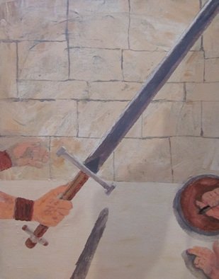Chris Cooper: 'Arena', 2014 Acrylic Painting, War.    Arena, roman, sand, sword, shield, colosseum                    ...