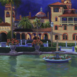 Christine Cousart: 'FLAGLER COLLEGE II', 2006 Acrylic Painting, Cityscape. Artist Description:  This is a scene from downtown St. Augustine in Florida.  The scene was painted for Flagler College to use as their Christmas card for 2006.  The painting is currently available for sale. ...