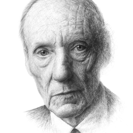 Christian Klute: 'William Burroughs', 2016 Graphite Drawing, Portrait. Artist Description:  Graphite on Paper | 40c50cm | william s. burroughs portrait realism impressionism black and white scratches ...