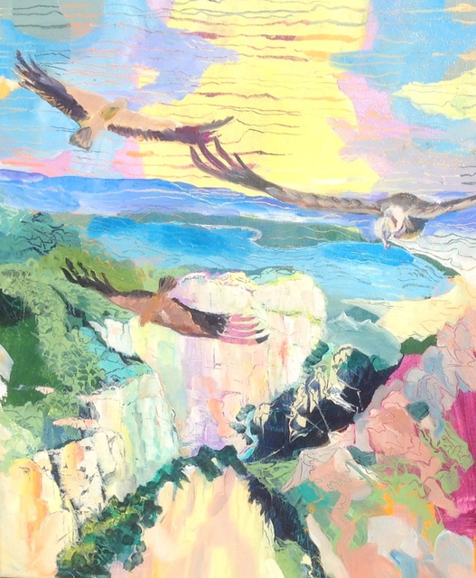 Artist Chris Walker. 'Vultures Over The Gorge' Artwork Image, Created in 2014, Original Painting Acrylic. #art #artist