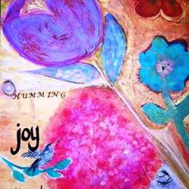 Cindy Kornet: 'humming joy', 2017 Acrylic Painting, Garden. Artist Description: Floral, garde, beauty, Joy hummingbird...