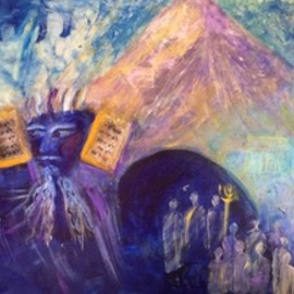 Cindy Kornet: 'ten commandments', 2018 Acrylic Painting, Biblical. Artist Description: Moses, Ten Commandments, Mt Sinai...