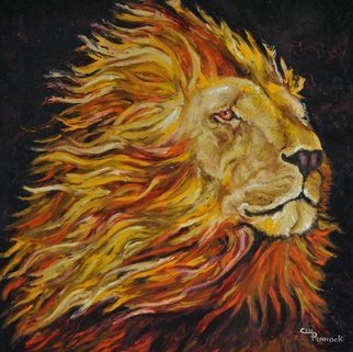 Artist: Cindy Pinnock - Title: African Lion  - Medium: Oil Painting - Year: 2017