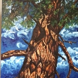 Cindy Pinnock: 'ponderosa pine tree', 2017 Oil Painting, nature. Artist Description: Giant Ponderosa pine tree, tree, pine tree, nature, idaho artist, fir tree, wilderness art, tree art...