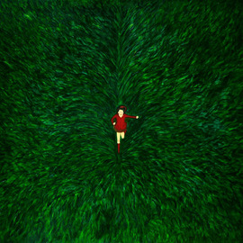 Claire Petit: 'on the run', 2009 Oil Painting, Children. Artist Description: Little girl running in a green fieldShe s on the run, craving for freedom and for her life to come. ...