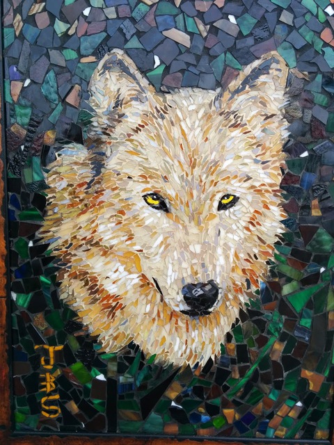 Artist Joseph And Sons Mosaics. 'Wolf Mosaic' Artwork Image, Created in 2014, Original Mosaic. #art #artist