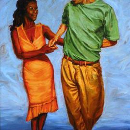 Lucille Coleman: 'Two Handed Salsa Dance', 2003 Oil Painting, Dance. Artist Description: Salsa Dance Series Loose, bold, buttery brush strokes of paint were used to depict partners dancing in a yin yang balance. The movement is done with both hands of each partner joined together.A(c) 2003 Lucille Coleman...